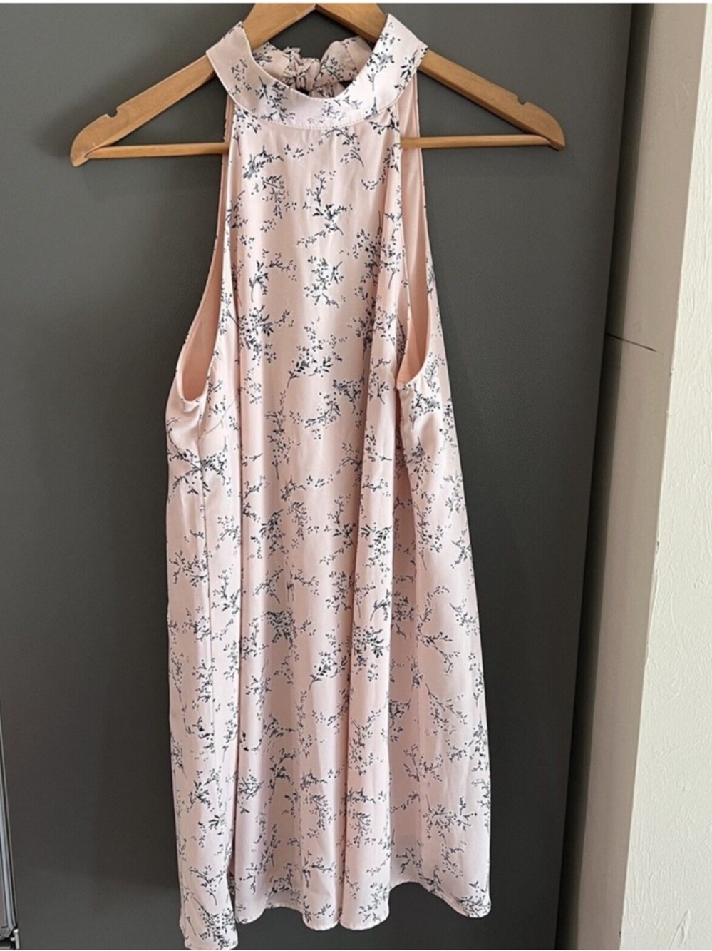 Lulu's Blush Pink High-Neck Floral Mini Dress